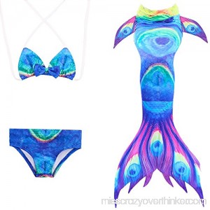 wocharm Girl Pool Beachwear Mermaid Tail Swimwear Party Cosplay Bikini 3 Pcs Set Blue Purple B07C159SQQ